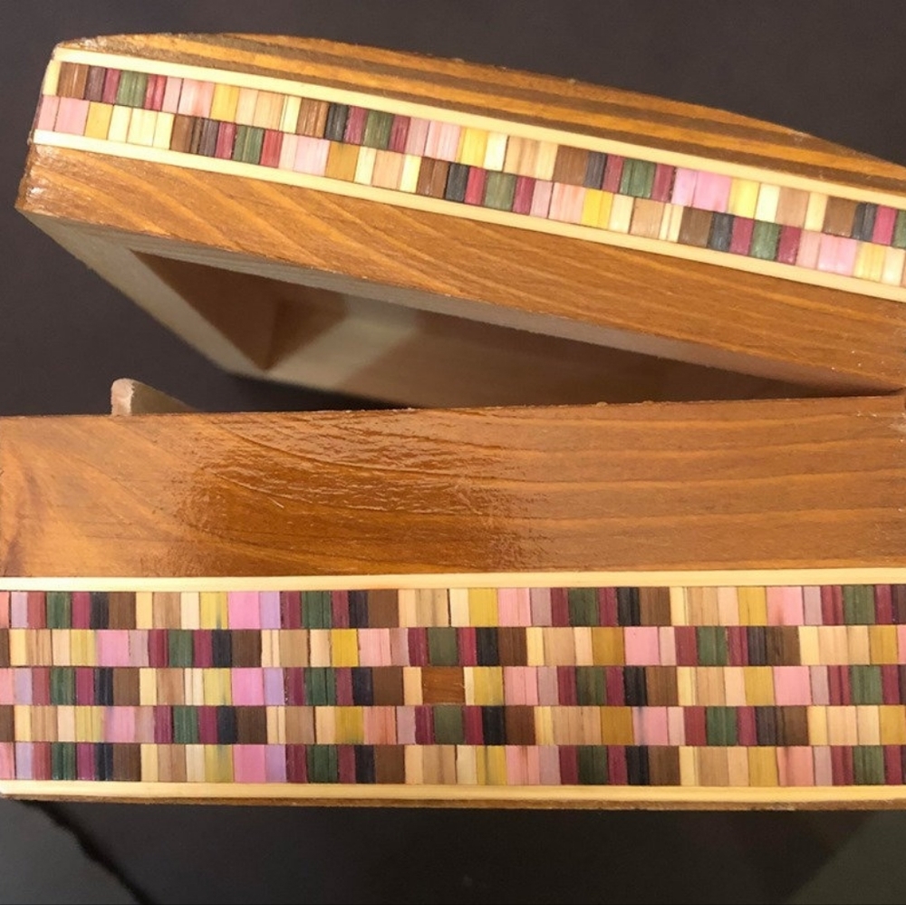 USSR Vintage Wooden Multi Color Trinket Box - Picture 2 of 7